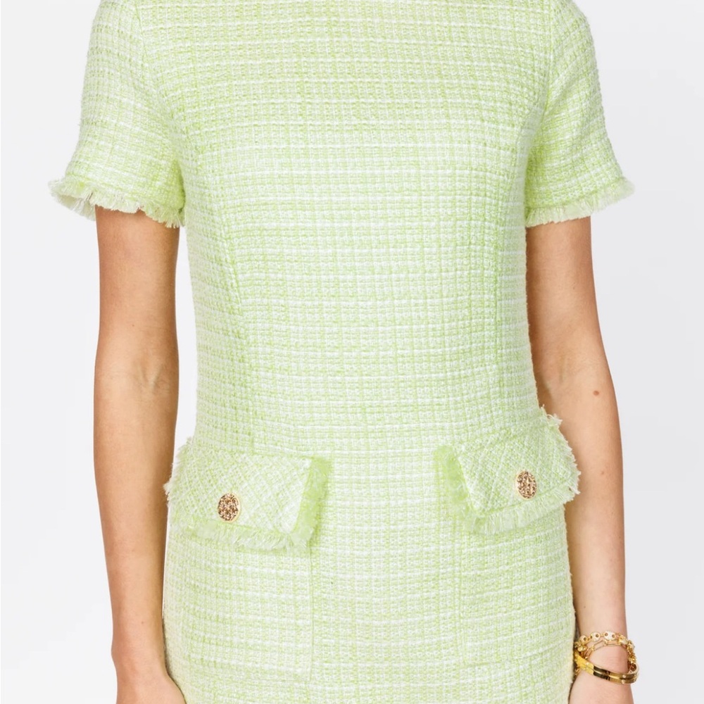Adorable chic light green tweed dress